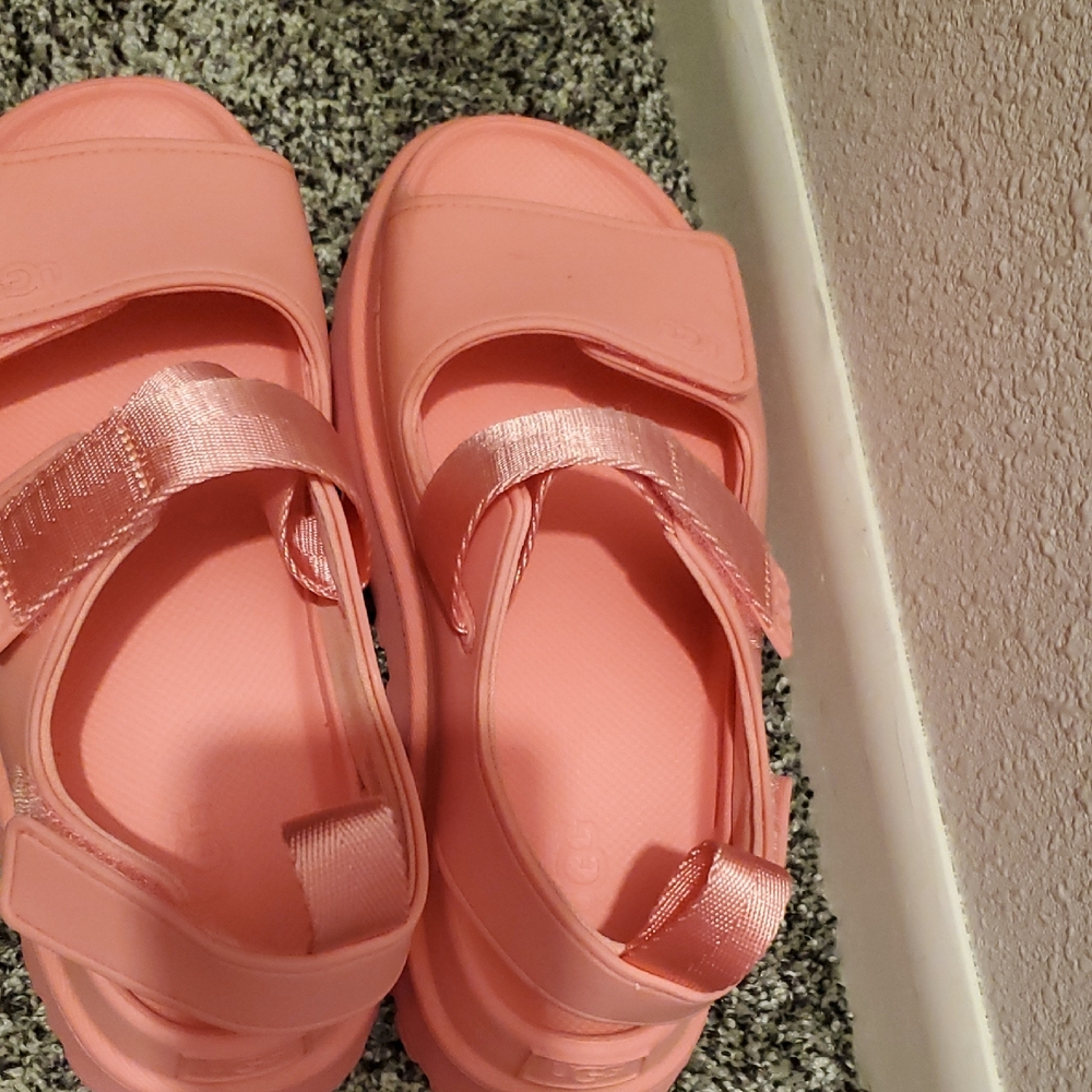 UGG Kids' Coral Pink Velcro Strap Sandals